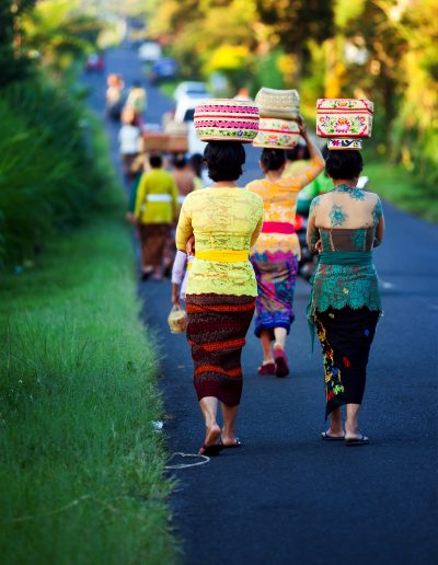Thai, Indonesien, Bali, Sonnenaufgang, Straße, Korb, Kopf